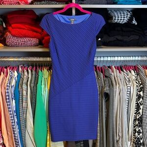 Muse purplish blue cap sleeve lined boat neck dress size 2